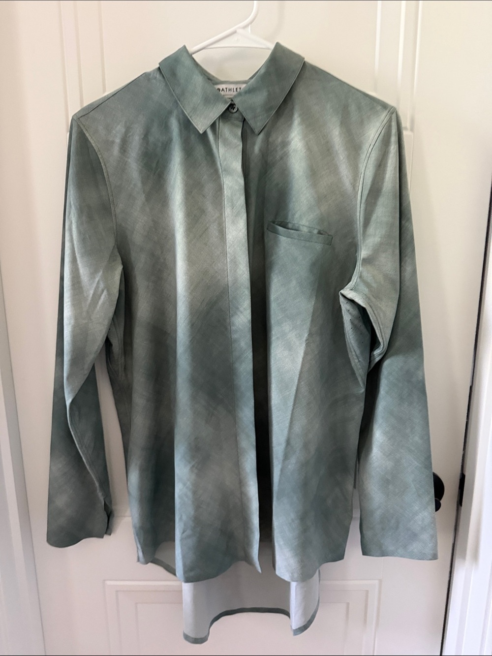 Athleta Misty Sage Long-Sleeve Button-Front Shirt